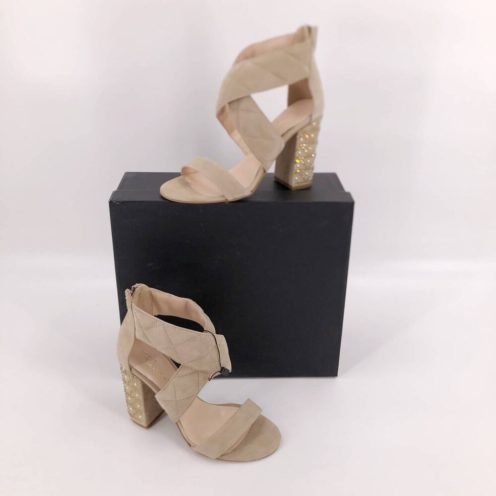 ITALIAN Federica Stela Heels Suede Leather Rhinestone Sz EU 35 US 5 NIB